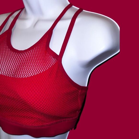 Til you collapse TYC Premium Fishnet Sports Bra Small 6 RED Mesh Gym - Picture 3 of 6
